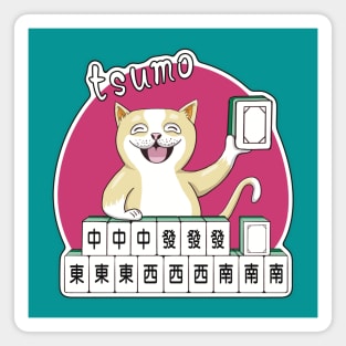 Mahjong winner cat got tsumo /Fu Magnet